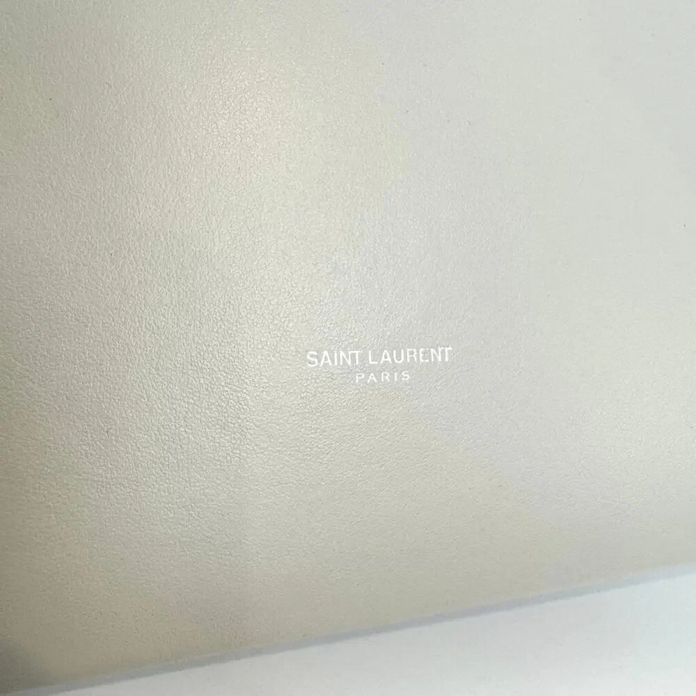 SAINT LAURENT Cream Leather MacBook Pro Case 13